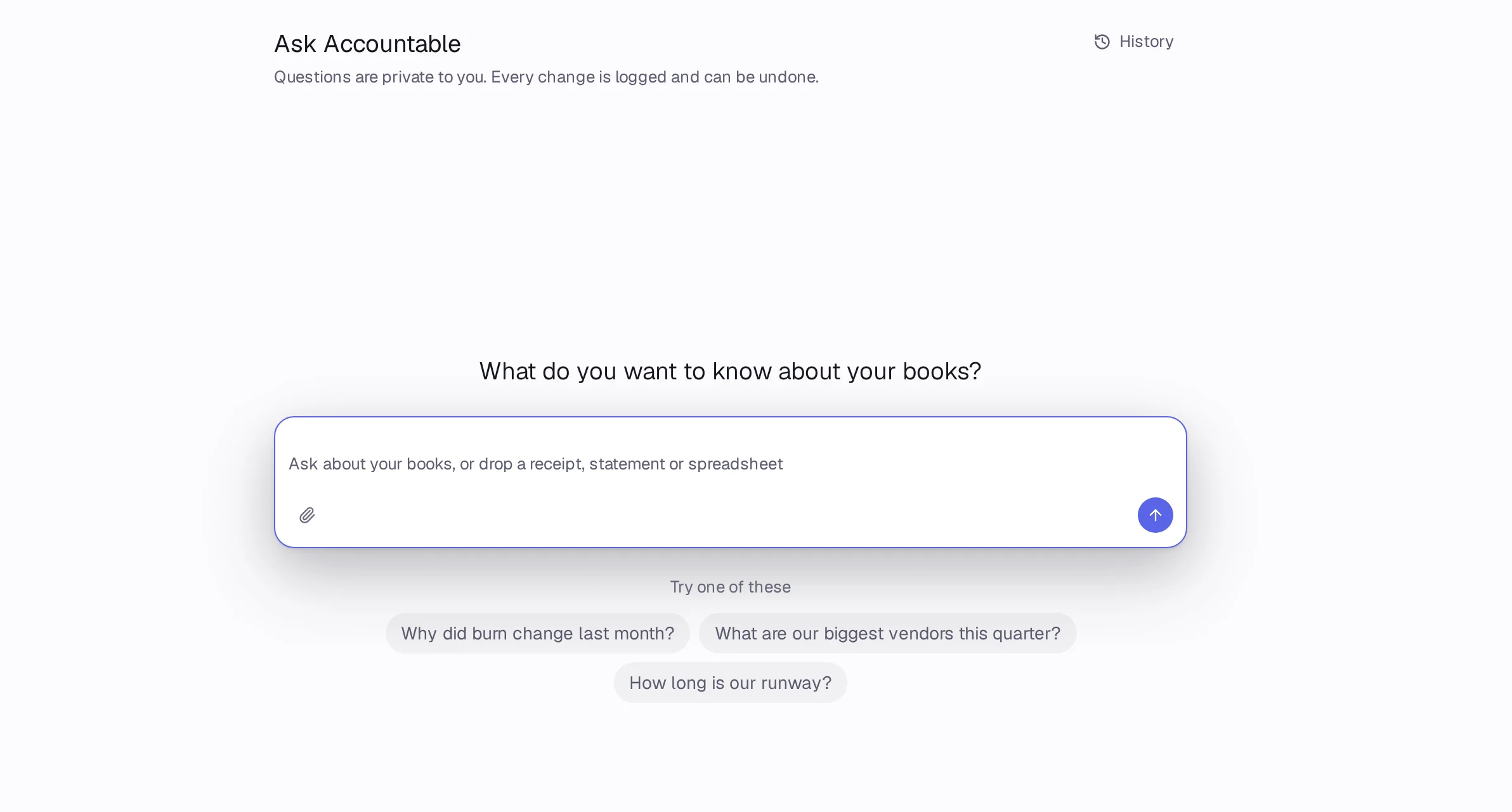 Accountable AI answering a question about burn, with the entries behind the number